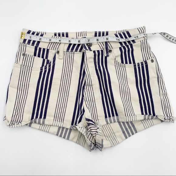 ROXY Stripy Eighty Denim Striped Shorts White/Blue Size 27 - Picture 3 of 10